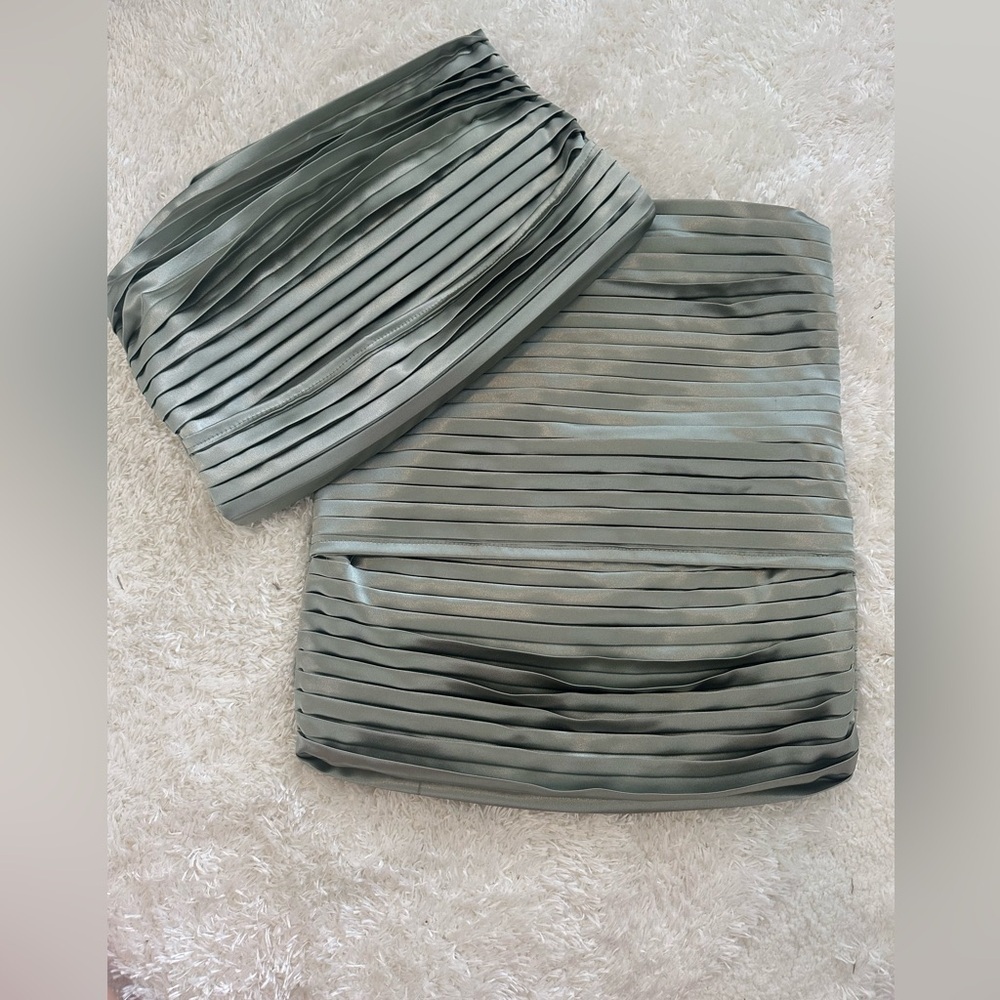 Set of 2 Sage Green Satin Pillow Sham Covers Accent